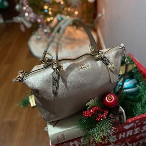 Small Kelsey in Metallic leather with exotic trim.